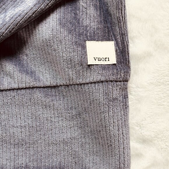 Vuori Womens Haven Half Zip Hoodie Dusty Blue Velour Cropped Sz XS Ribbed - Picture 4 of 9